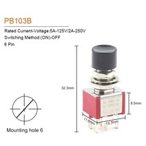 자동 절체기 전원 스위치 캠핑카 시스템 듀얼 카라반 1/5PCS 6mm 3/6Pin 2 위치 미니 순간 자동 복, 12 PB103B 6 Pin_02 5 PCS