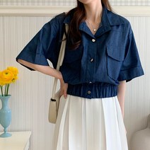 린다샵 / 룩카라 데님 반팔 셔츠