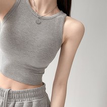 [예쁨시전] 심플 라운드 민소매 크롭티