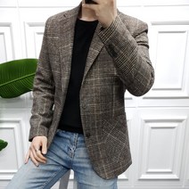 프롬엘 남자 울 글랜체크 기본핏 블레이져 자켓