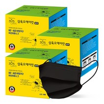 삼육오에어컷 식약처허가 국내생산 KF-AD 비말차단 어린이마스크 소형 블랙 50매, 3개