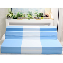 SEJEL.F (세젤에프) 5단 폴리 접이식 매트리스 HR스펀지 소파베드 고탄성 블루 & 화이트 7.5CM, 퍼플 & 브라운