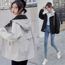 tagi 봄가을 루즈핏 트렌치 코트 여성 패션 캐주얼 후드 바람막이