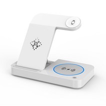 4in1 갤럭시워치5충전기 삼성 전 시리즈 고속 무선 충전기, 아이보리 화이트