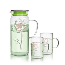 리빙아트 내열 유리물병, 1.2L 1P + 컵 2P