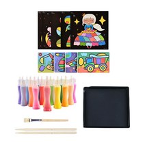 YSSHOP 샌드 아트 키트 샌드 페인팅 아트 공예 전송 스티커 교육 학습 어린이 날 선물, 다중, 다중, 종이