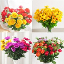 플라워트리 고급 성묘 조화꽃 추가 사은품 증정, 9대금국화부쉬 55cm 화이트+옐로우+핫핑크