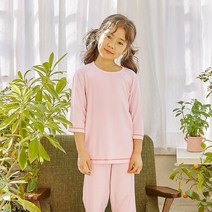 수아팜 여아 솔리드 모달 7부 내의세트