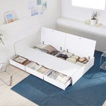 [best 슈퍼싱글침대 1위] 파로마 로벤2 멀티수납침대 슈퍼싱글 SS 원룸침대 낮은헤드침대 공간침대, 화이트, 프레임만