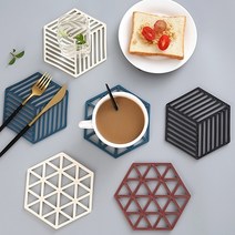 4+1 모던한 냄비받침 티코스터, 격자 블랙