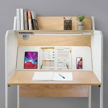 디자인블레스 1인 집중력 가정용 독서실책상, 화이트엘이디