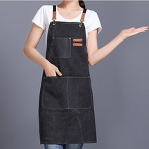 빅사이즈 데님 청 공장 작업용 공방 미술 화방 미용 바리스타 미용실 앞치마 6컬러, 블랙