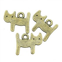 WYSIWYG 20pcs 14x12mm 펜던트 작은 고양이 매력 펜 던 트 쥬얼리 만들기 골동품 실버 색상 귀여운, 앤틱 청동 도금