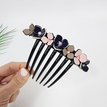 시크몽 프랑스핀 큐빅 포인트 플라워 11 cm 긴발 논슬립 올림머리 헤어 빗핀