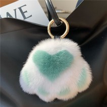 인형 액세서리작은 고양이 발톱] 진짜 렉스 토끼 모피 키 체인 펜던트 귀여운 봉제 공 가방 펜던트 생일 선물, 블루 [No. 1]
