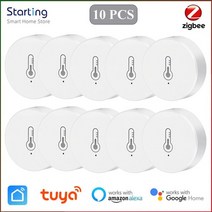 스마트온습도계 온도기록계 zigbee 3.0 스마트 온도 및 습도 센서 samrt life app 원격 모니터 alexa google assistant가있는 스마트 홈 습도계, 10개
