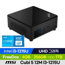 MSI Cubi 5 12M i3-1215U 미니PC 베어본 가성비 산업용 소형컴퓨터, 4GB, 윈도우 미포함, 1280GB