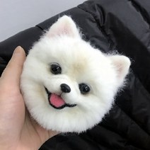 반려동물 키링 펜던트 주문제작 커스텀 미니어처 양모 펠트 모형 강아지인형 제작, 화이트 울 펠트 포메라니안 펜던트
