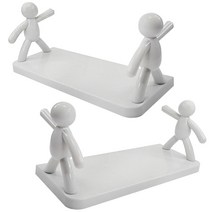 다올려 부착식 선반 무타공 붙이는 벽선반 거치대, 2개입-그레이+부착4단걸이