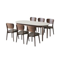 [까사미아] 카르네 세라믹 타원형테이블 6인세트 1800_체어6EA (옵션 택1), 세라믹 오벌테이블1800_가죽체어6EA