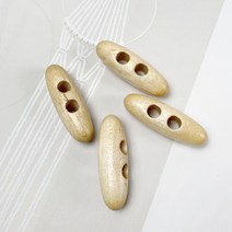 헤세드 국산) 2구 4cm 우드 타원형 떡볶이단추 코트단추 (4개), 내추럴