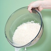 쌀 씻는 세척볼 믹싱볼 투명한 채반 손잡이, 투명색, 1개