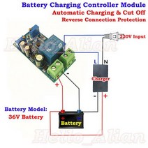 10A 12V 24V 36V 48V 배터리 충전기 자동 충전 컨트롤러 모듈 스위치 과충전 방지 및 전원 차단 보호 보드, 03 36V_02 Module and Box