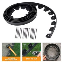 5m16.4ft 프리미엄 노 파기 야드 테두리 키트 5cm2quot 헤지스 경계 잔디 테두리 조경 화원 with15 에지 스테이크, 검은색