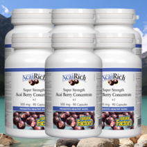 4배 농축 브라질 아사이 베리 500mg 비타민 C 리치 분말 영양제 90캡슐 6개