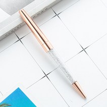 10Pcs 로즈 골드 펜 블링 다이아몬드 블랙 블루 잉크 크리스탈 볼펜 반지 웨딩 사무실 금속 롤러 로고 이름, 01 Rose Gold_02 파란