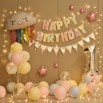 파티샵 파티용품세트 생일 풍선 세트(전구 손펌프포함) 혼합색상, 구름세트