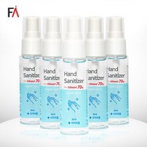 FA핸드세이퍼액 휴대용 손소독제 살균 뿌리는 소독제 스프레이 식물성에탄올 70%, 30ml, 5개