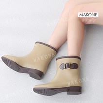 여성용 리본 포인트 숏 레인부츠 장화