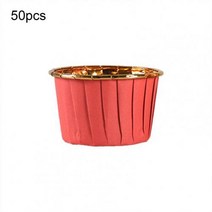 머핀컵 일회용 실리콘 사각 은박 유산지 50Pcs 머핀 베이킹 컵 DIY 오일 증거 두꺼운 종이 케이크 포장지, 06 Red