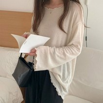 루즈핏 물결라인 롱니트티