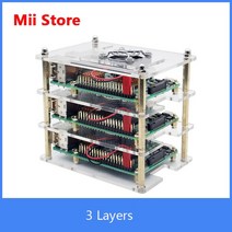 라즈베리 파이 쌓을 수 있는 클러스터 플레이트 선반 4B + 모델 다층 투명 케이스, 07 3 Layers