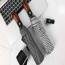 제이스 명품 원목 체크 3단자동우산 넓고튼튼한 럭셔리자동우산