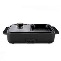 110V/220V 2 IN 1 전기 냄비 밥솥 바베큐 그릴 멀티 쿠커 비 스틱 플레이트 팬 1400W, Black_UK