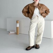 여자 피치기모 겨울 통바지 크림진 와이드팬츠