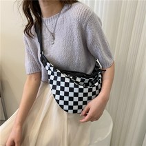 Youyijia 대용량 바둑판 체크 만두백 숄더 크로스백
