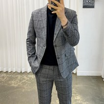 아도르클래식 랄프 다크그레이 체크 남자 봄 가을 겨울 프리미엄 정장 수트 세트