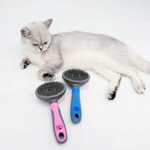 동동이네 고양이 브러쉬 죽은털 엉킨털 진드기 제거 원터치 브러쉬 장모용 단모용 털날림 방지 애견브러쉬 고양이빗, 핑크 장모형