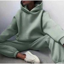 드라이슈트 웻슈트 여성용 운동복 따뜻한 후드 오버사이즈 단색 캐주얼 긴 바지 가을 겨울, 31.Green - S