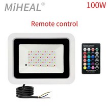 해외 최신 LED RGB 플러드 라이트 50W 2021 W 야외 투광 조명 IP68 LED 벽 세탁기 조명 반사판 프로젝터, 24key Remote Control, 50W_black shell