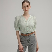 NAIN 엠보 트라이앵글 레이스 블라우스 R-BL-3849