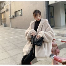 여성 후리스 밍크 퍼 겨울 점퍼 코트 겨울 패딩