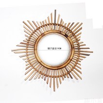발리 라탄공예 라탄거울 화장대 원형 벽걸이 현관 대형 미용실 거울, 8각 거울(50x50cm)