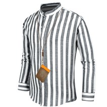 남자 빅사이즈 린넨셔츠 스트라이프 셔츠 헨리넥 마셔츠 남성 마남방 빅사이즈 95~130