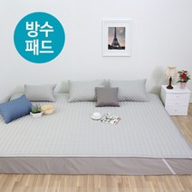 [아이닉스] 고정밴딩 순면 누빔 패밀리침대 방수패드 220 x 200(SS+SS), 색상:그레이 방수패드