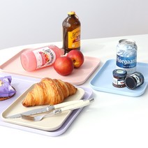 가벼운 친환경 바이오 파스텔 트레이 카페 사각 쟁반, 블루